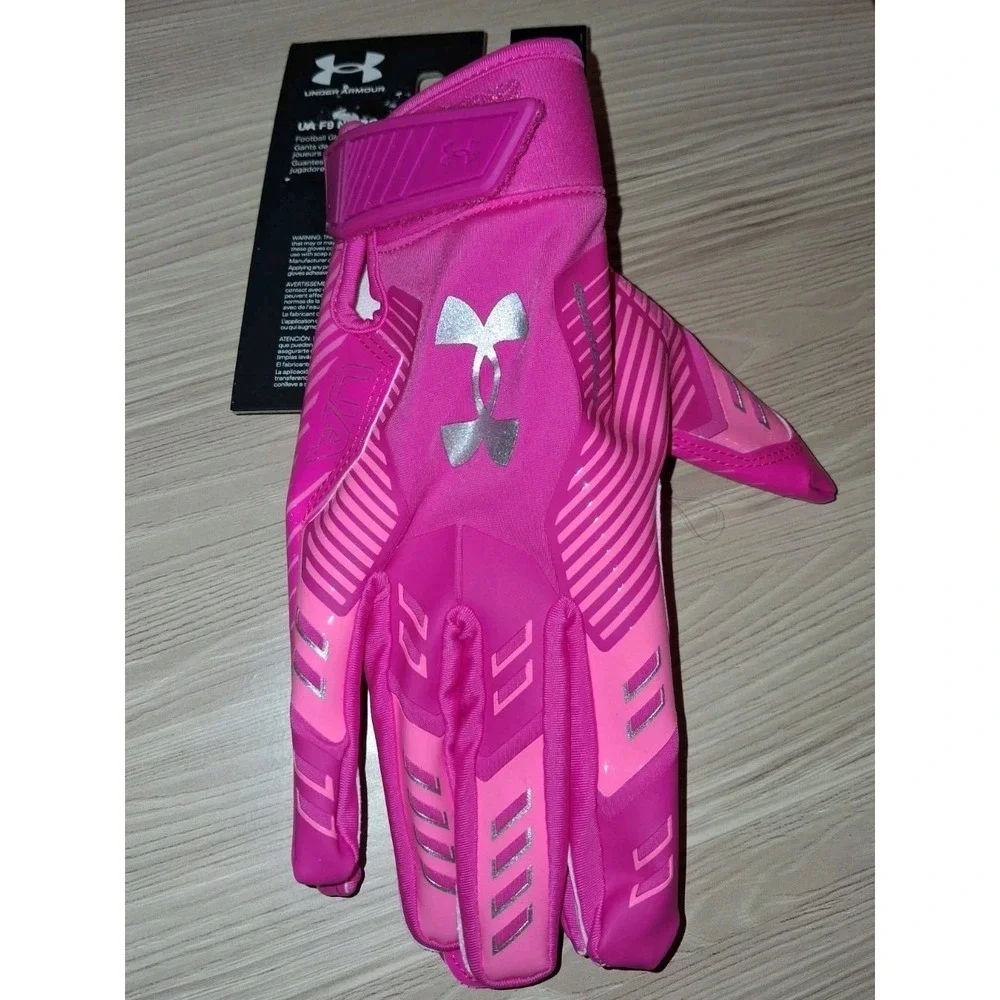 Under Armour F9 Nitro Full Finger Football Gloves Pink Size M